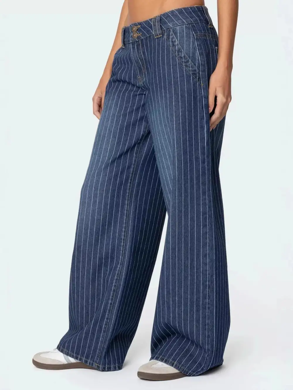 Striped Wide-Leg Jeans