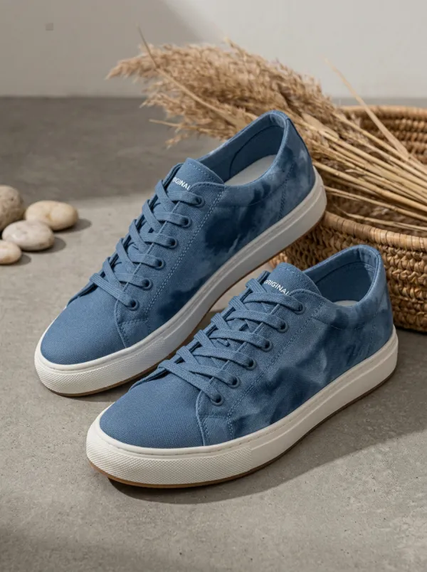 Paneled Tie Dye Canvas Sneakers
