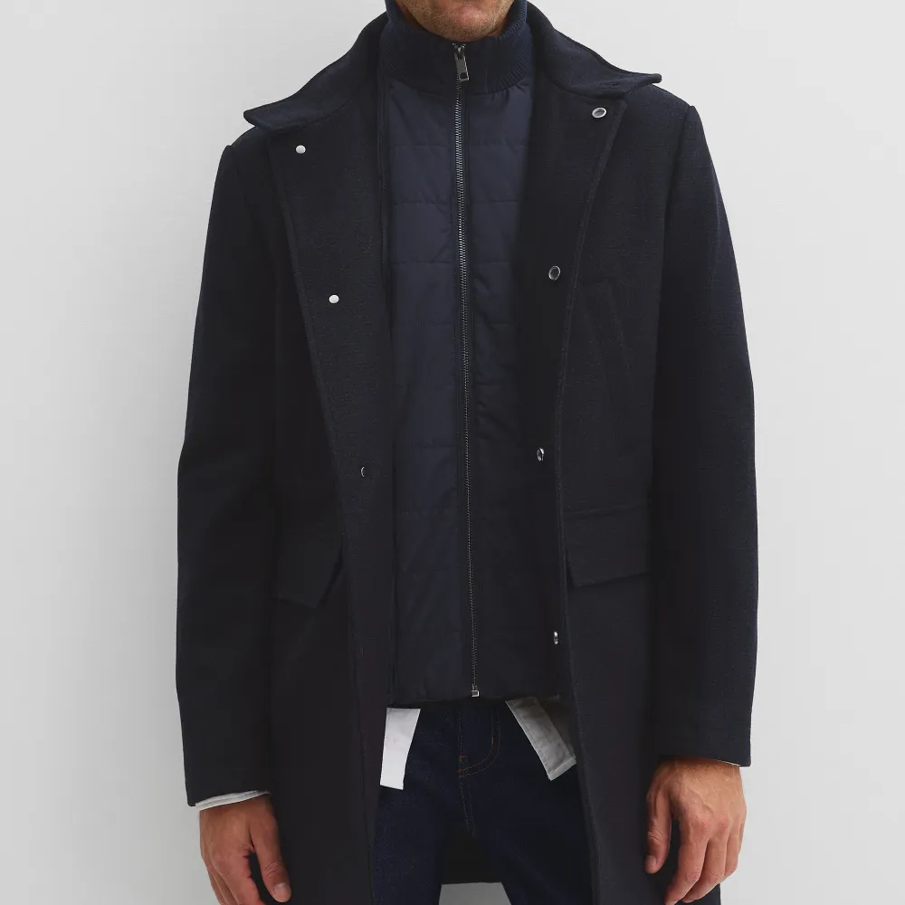 Men's Funnel Neck Wool Coat