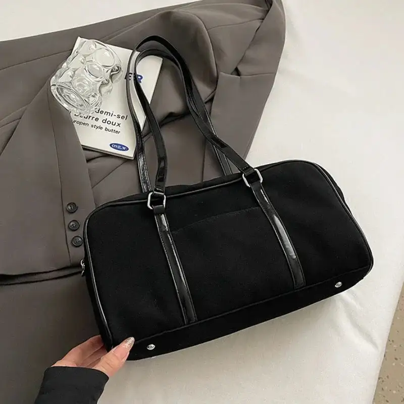 Elegant Faux Suede Saddle Bag Minimalist Shoulder