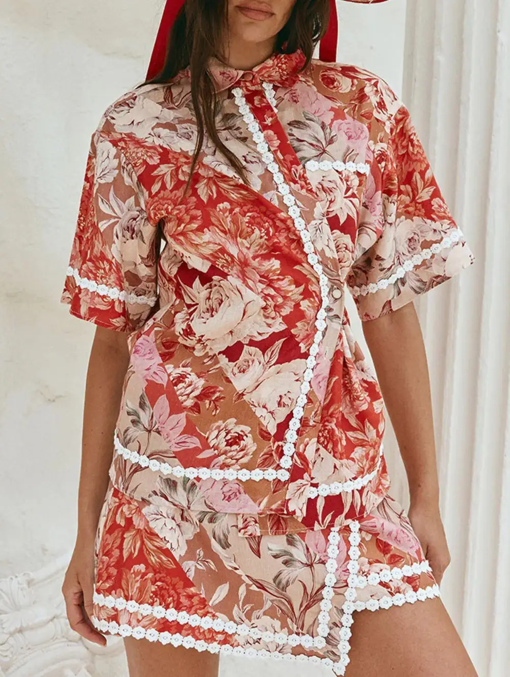 Linen Shirt Skirt Set