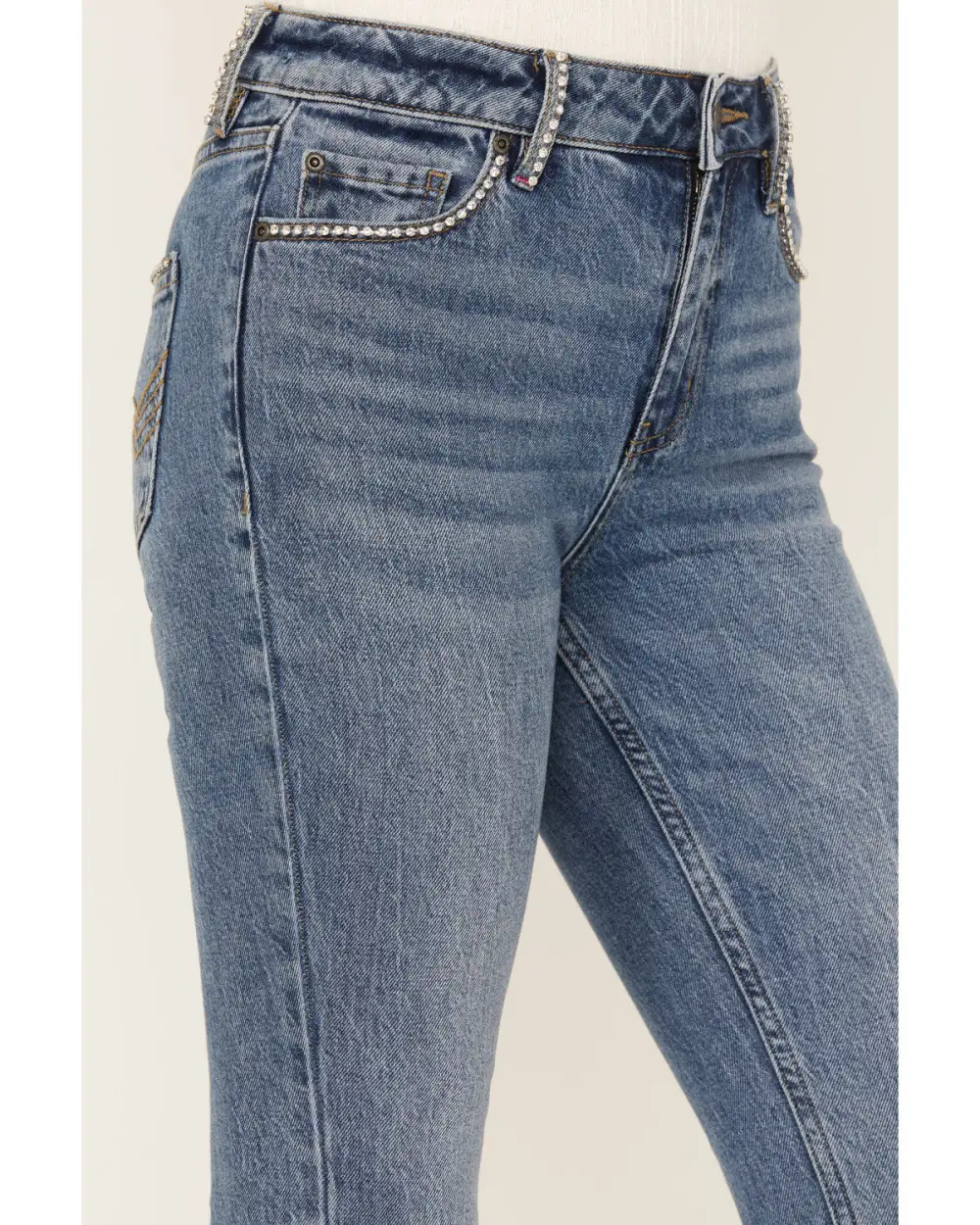 High Rise Flare Rhinestone Jeans