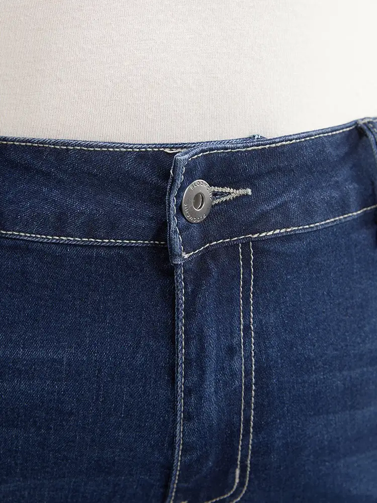 Very Stretchy High Rise Dark Wash Denim Shorts