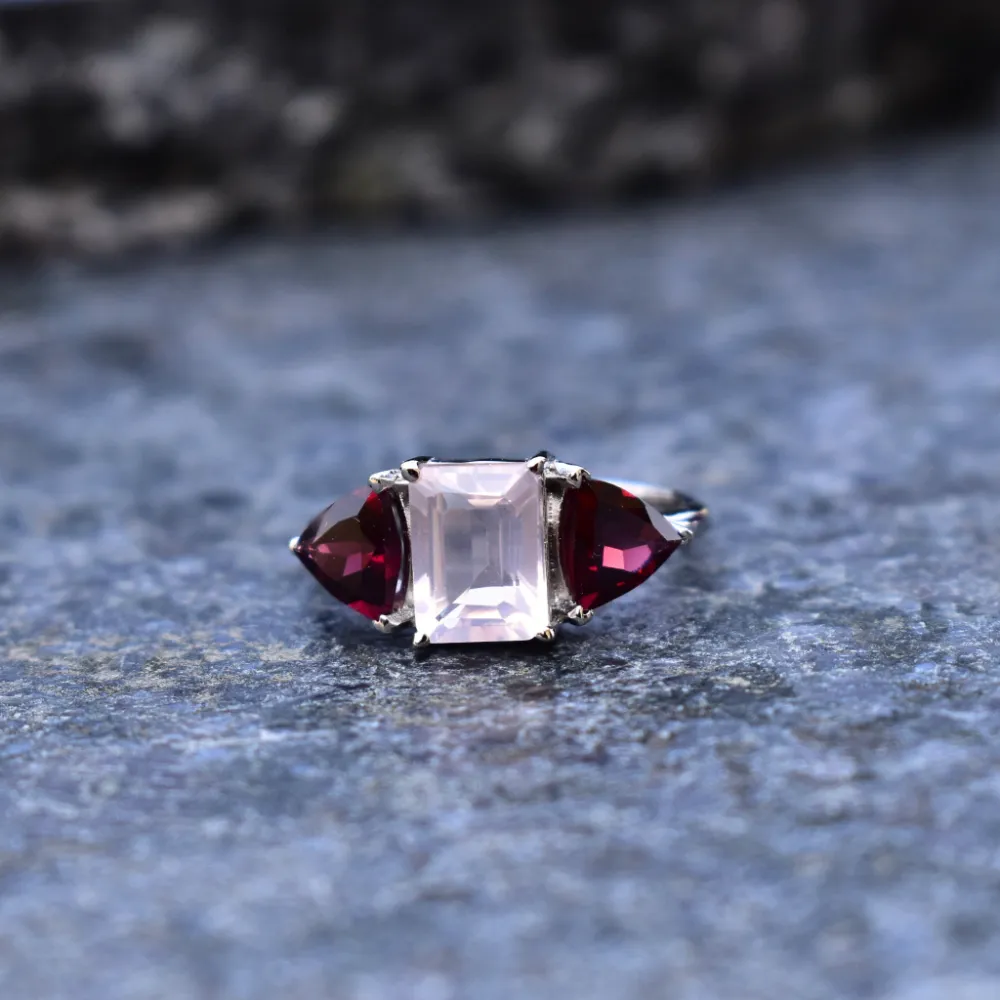 Dream Quartz Garnet Ring