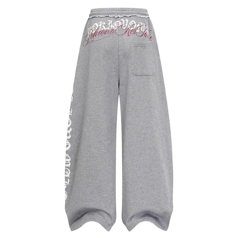 Embroidered Ruched Wide-Leg Pants with Plaid Scarf