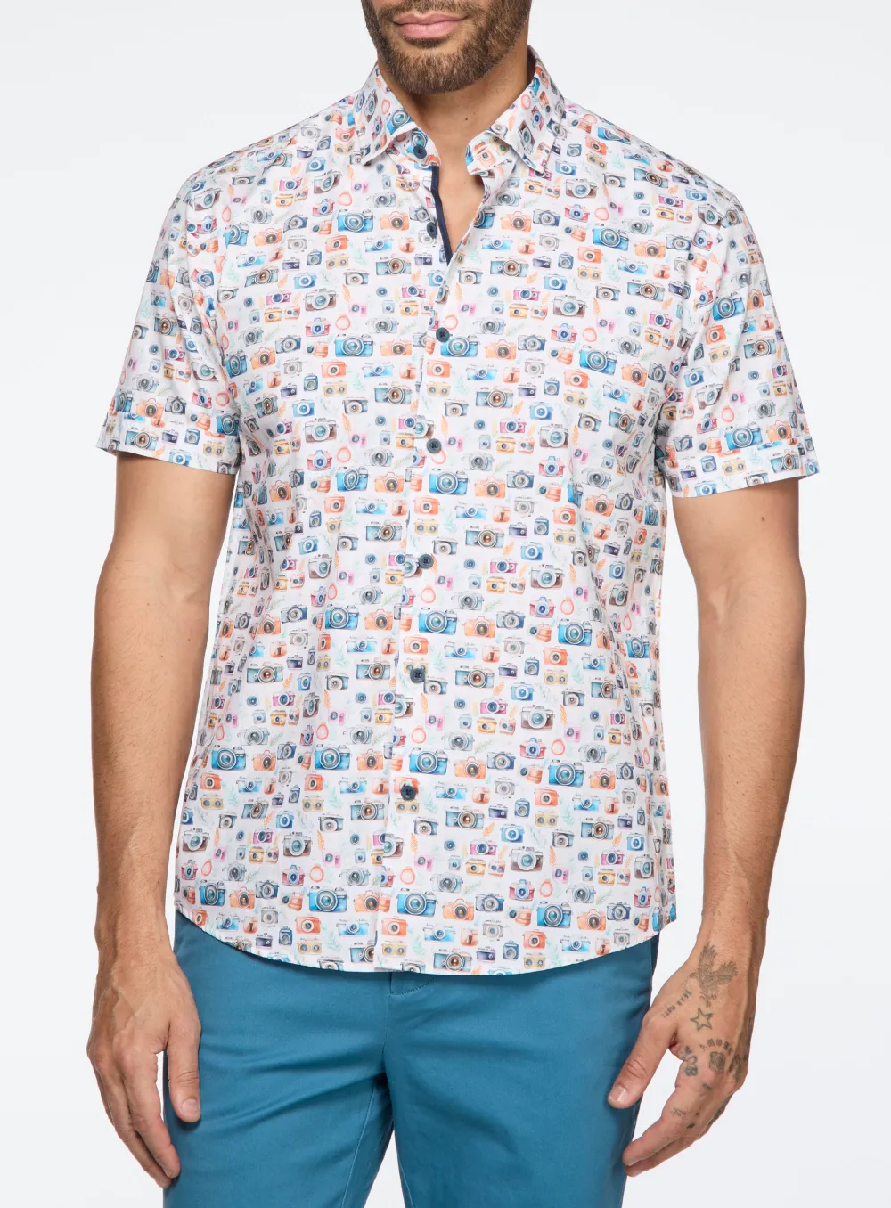 Camera Print Poplin Shirt