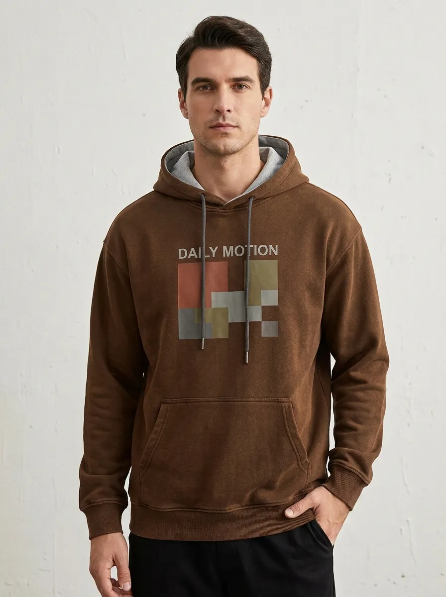 Men's Daily Motion Geometric Squares Print Hoodie