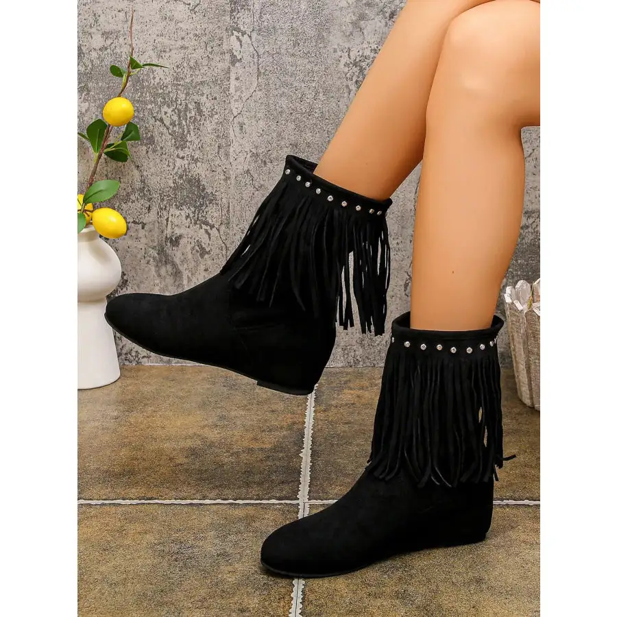 Fringe Boots with Studded Details