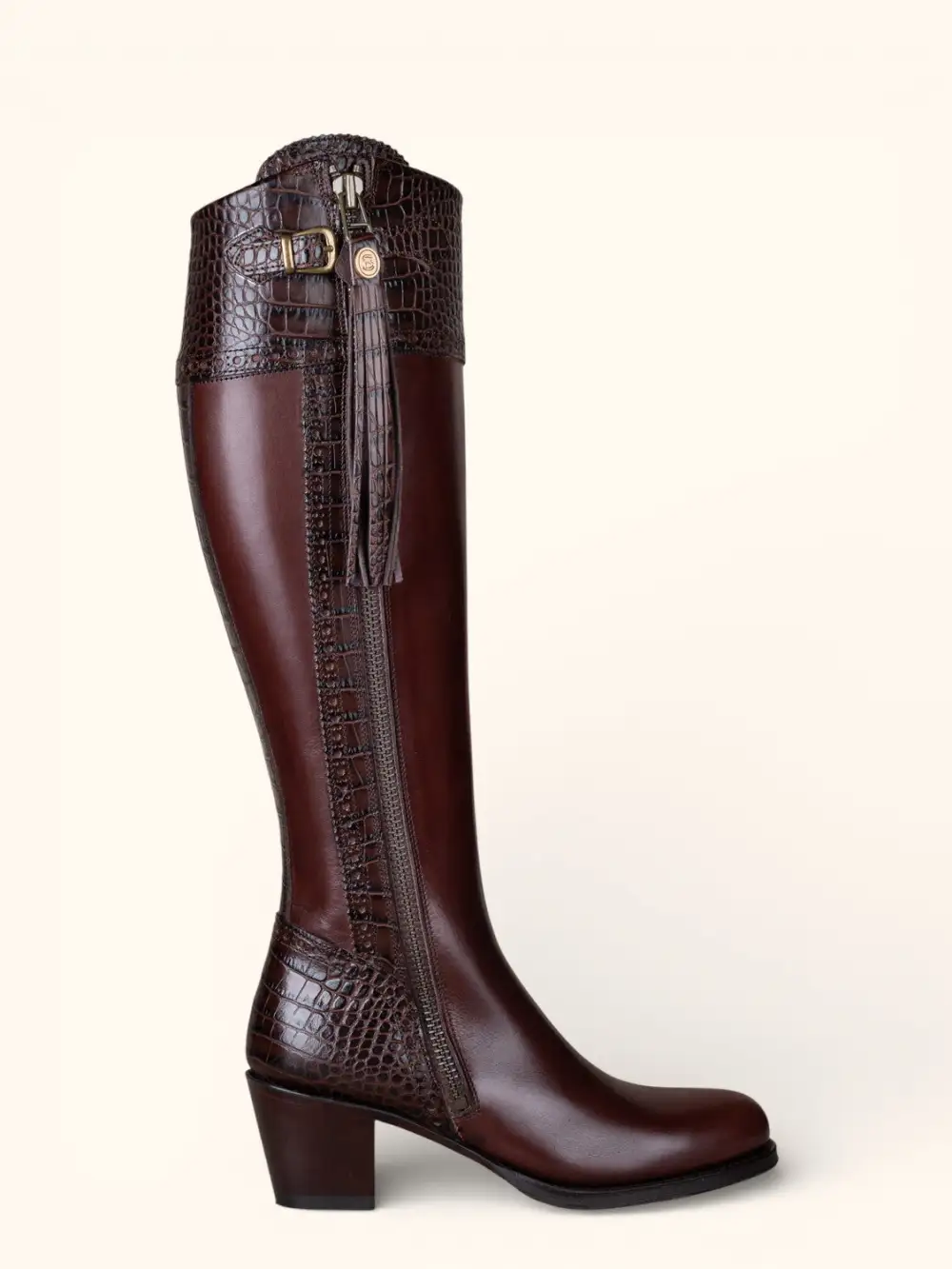 Streamlined Casual Mock Croc Tall Riding Boots