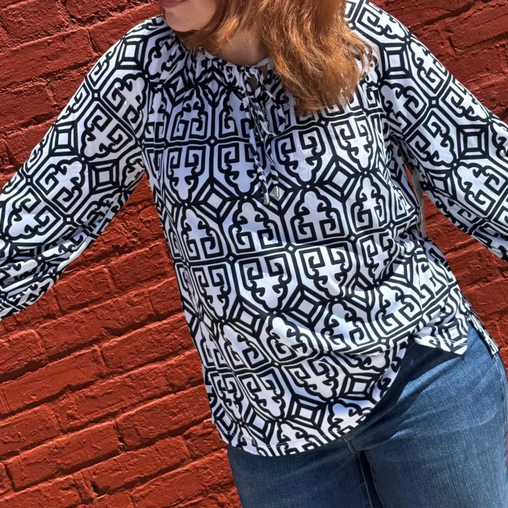 Three Quarter Sleeve Peasant Top