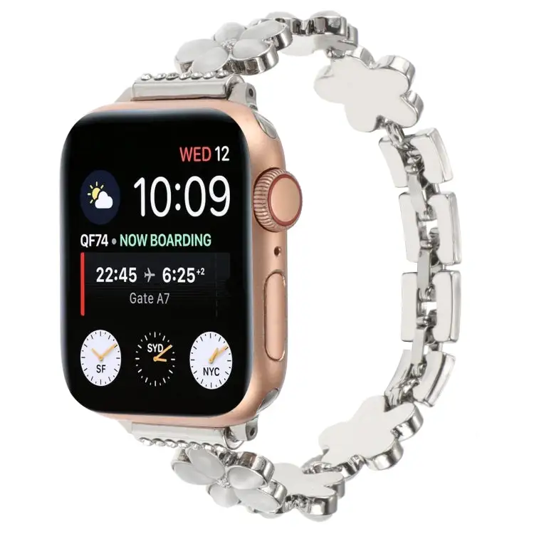Sleek Floral-Link Zinc Alloy Replacement Watch Strap