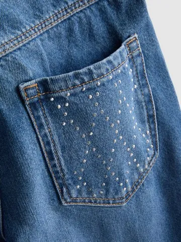 7-15yrs | Pure Cotton Diamanté Wide Leg Jeans