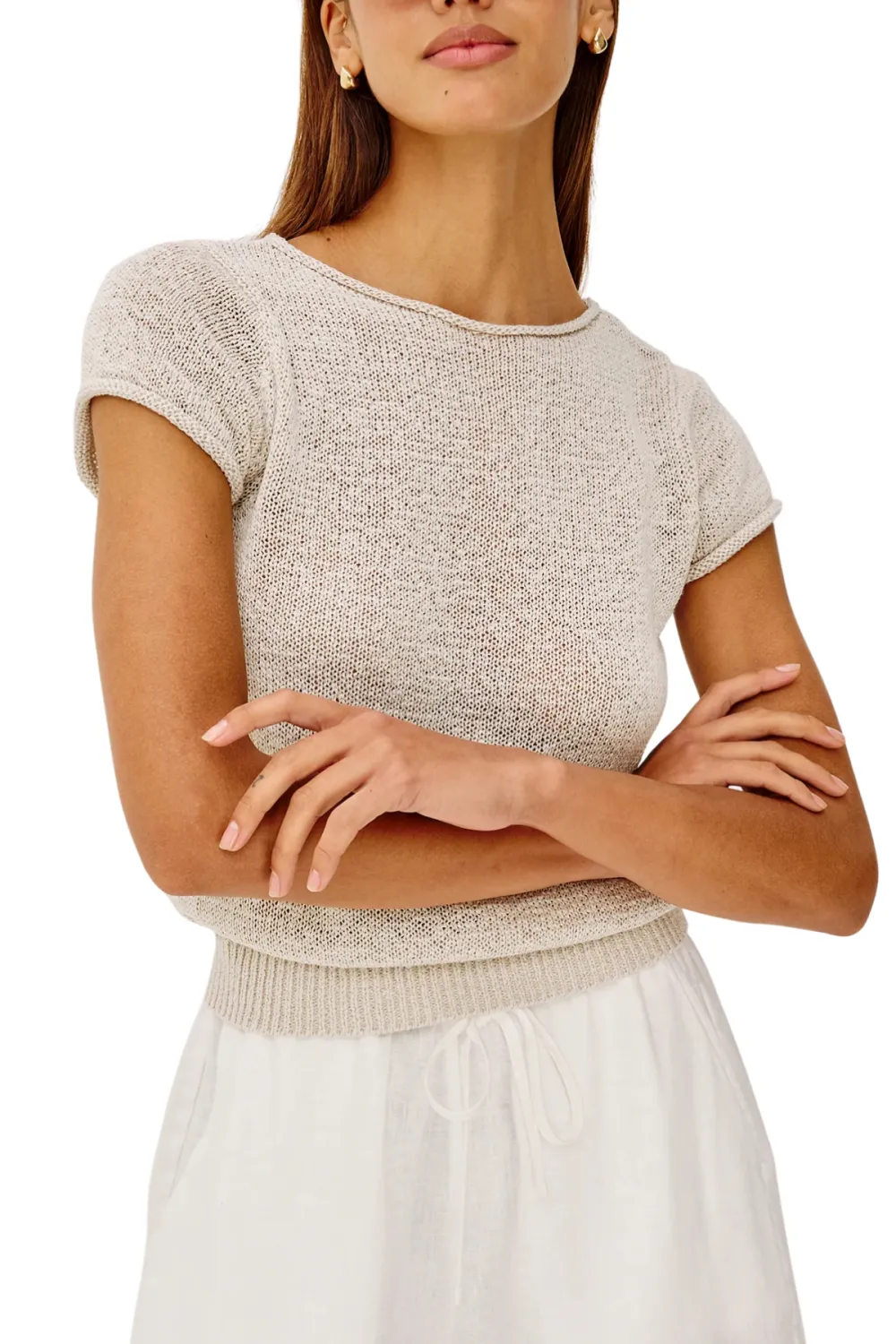 Cap Sleeve Linen Cotton Top