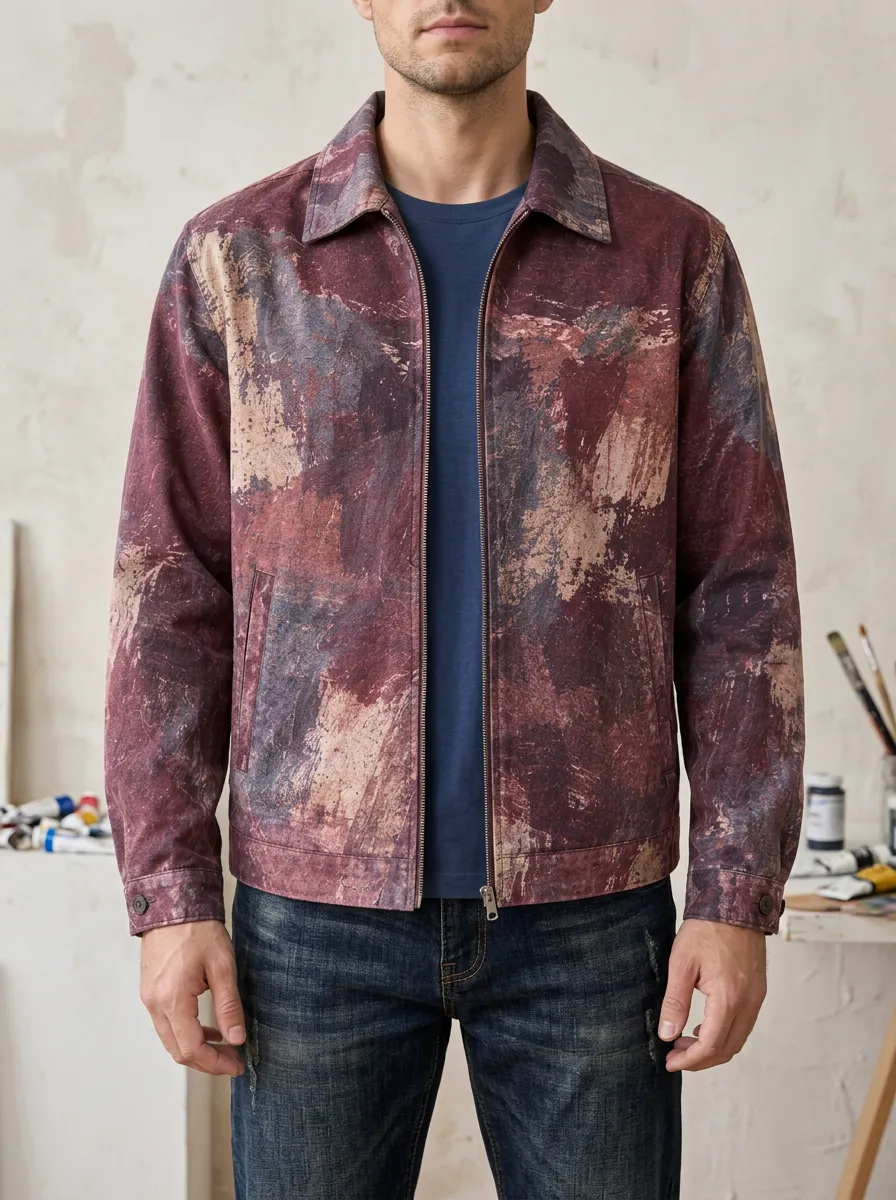 Men's Abstract Art Brushstroke Rugged Street Jacket