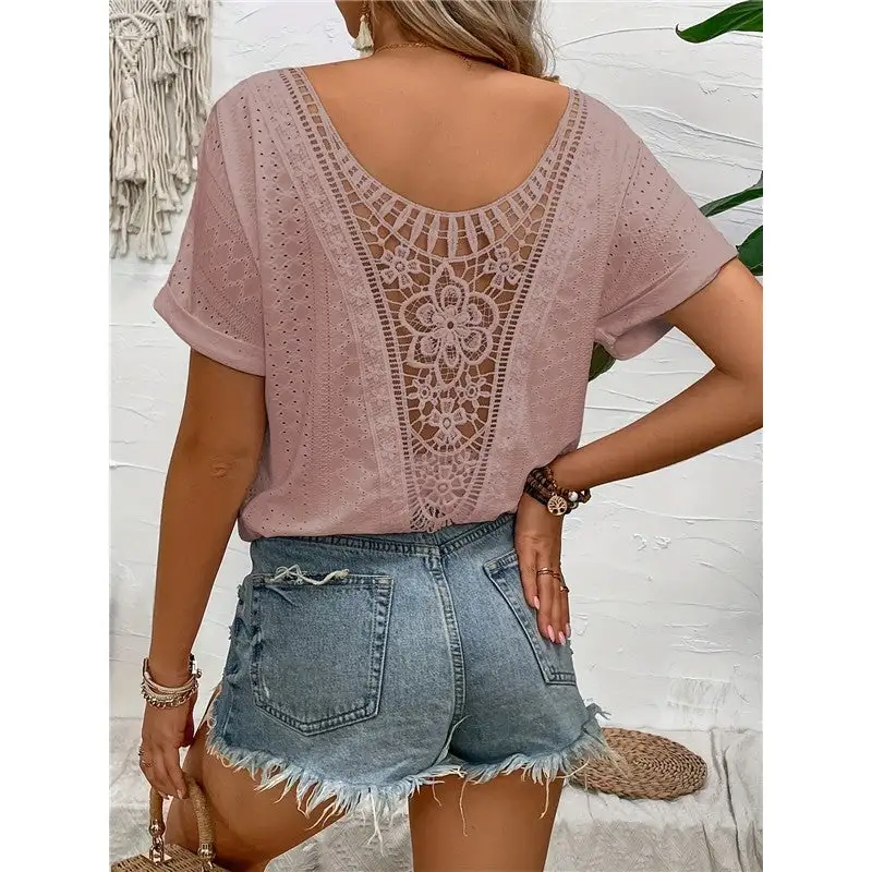 Modern Lace Embroidered Patchwork Sleeveless T-Shirt