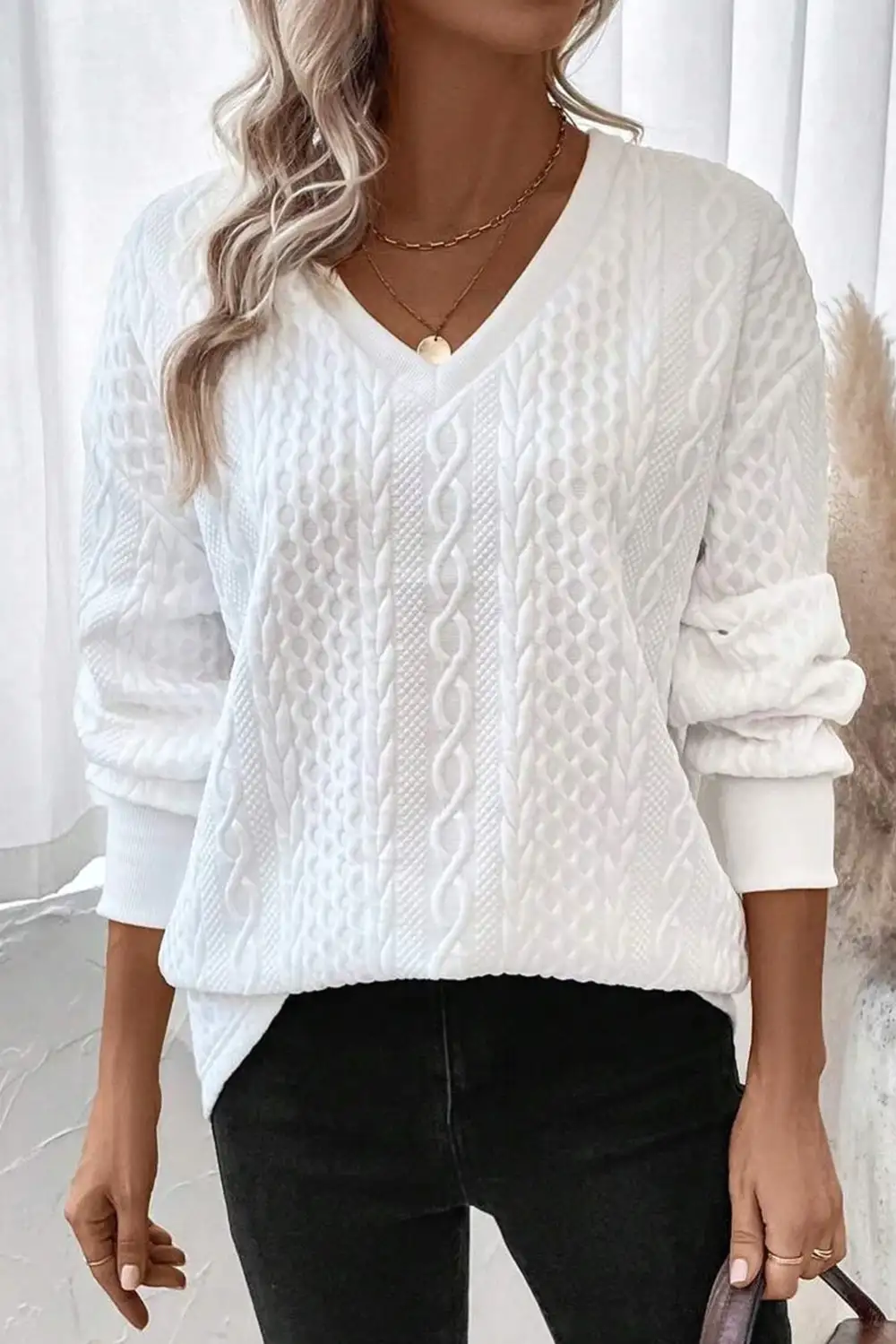 Women's Solid Knit Textured Top
