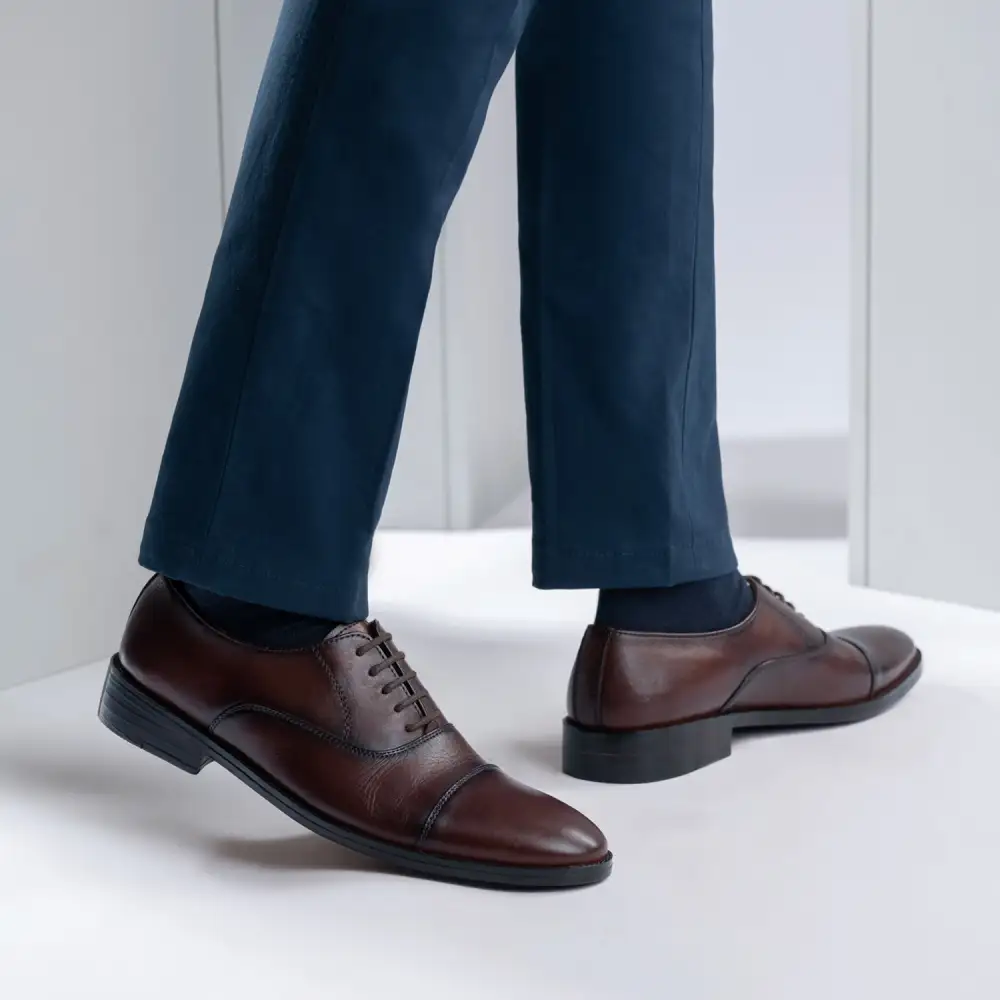 Burnished Brown Leather Loafers
