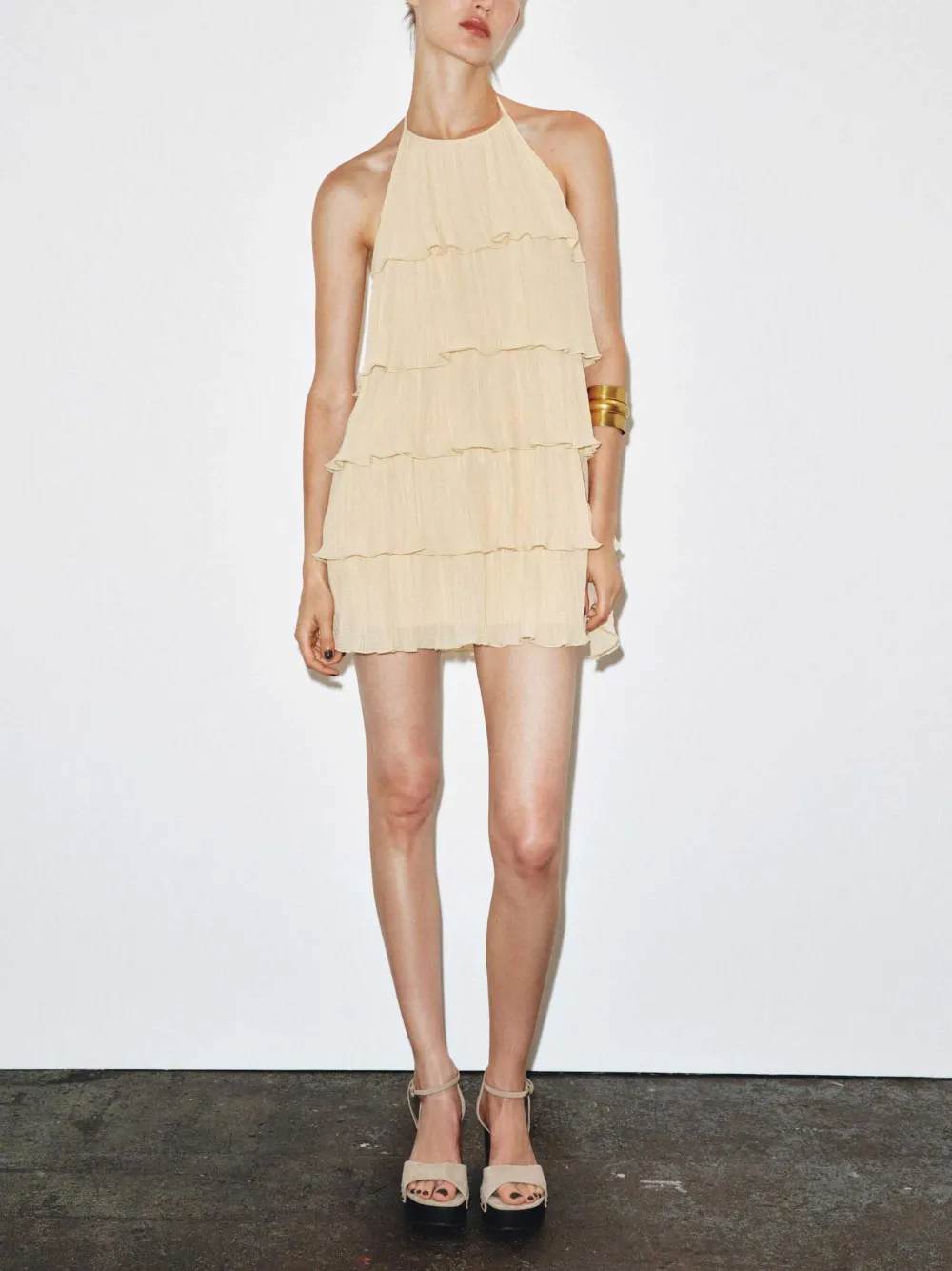 Halterneck Tiered Elegant Mini Dress