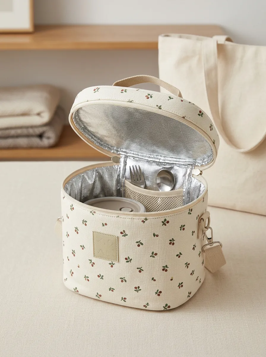 Cherry Pattern Insulated Thermal Printed Lunch Bag