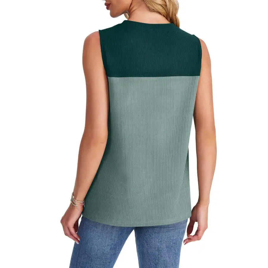 Color Block Round Neck Tank