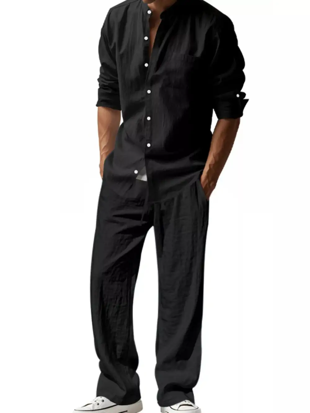 Long Sleeve Button Up Shirt And Pants Set