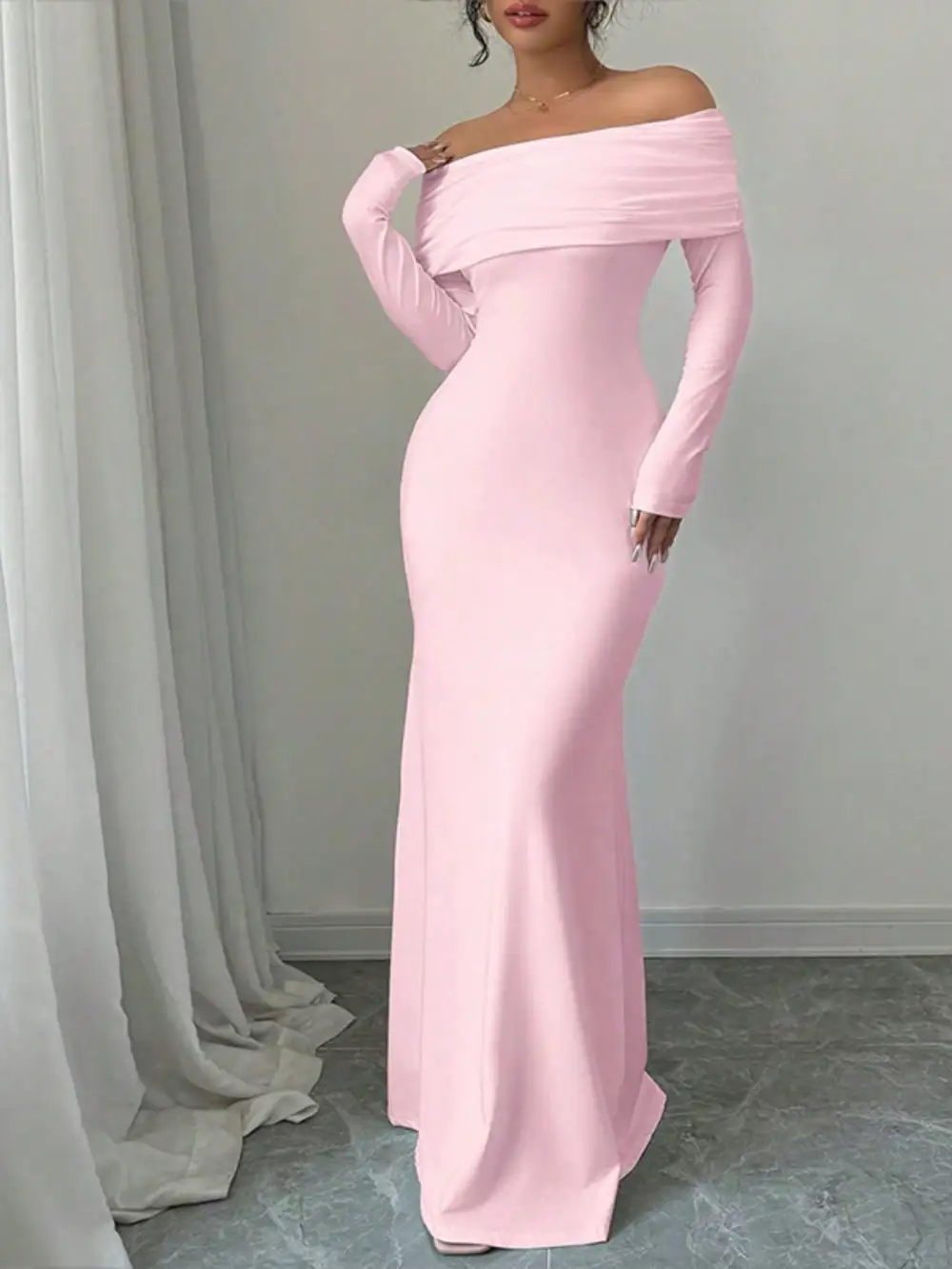 Clean Line Long Sleeve Maxi Dress