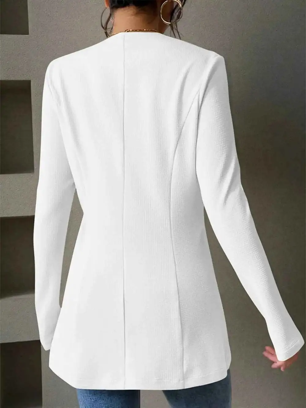 One Button Long Sleeve Blazer