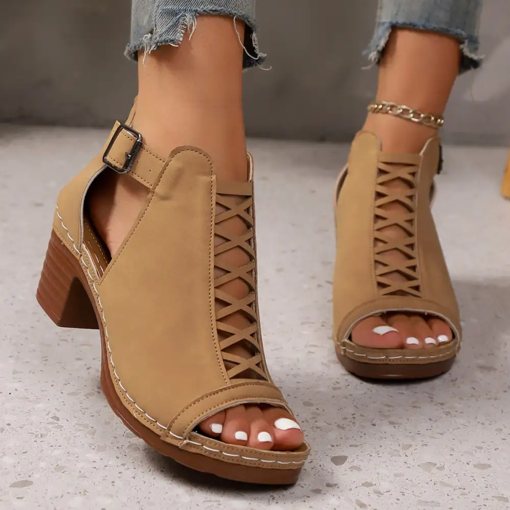 Lounge Open Toe Block Heels Sandals
