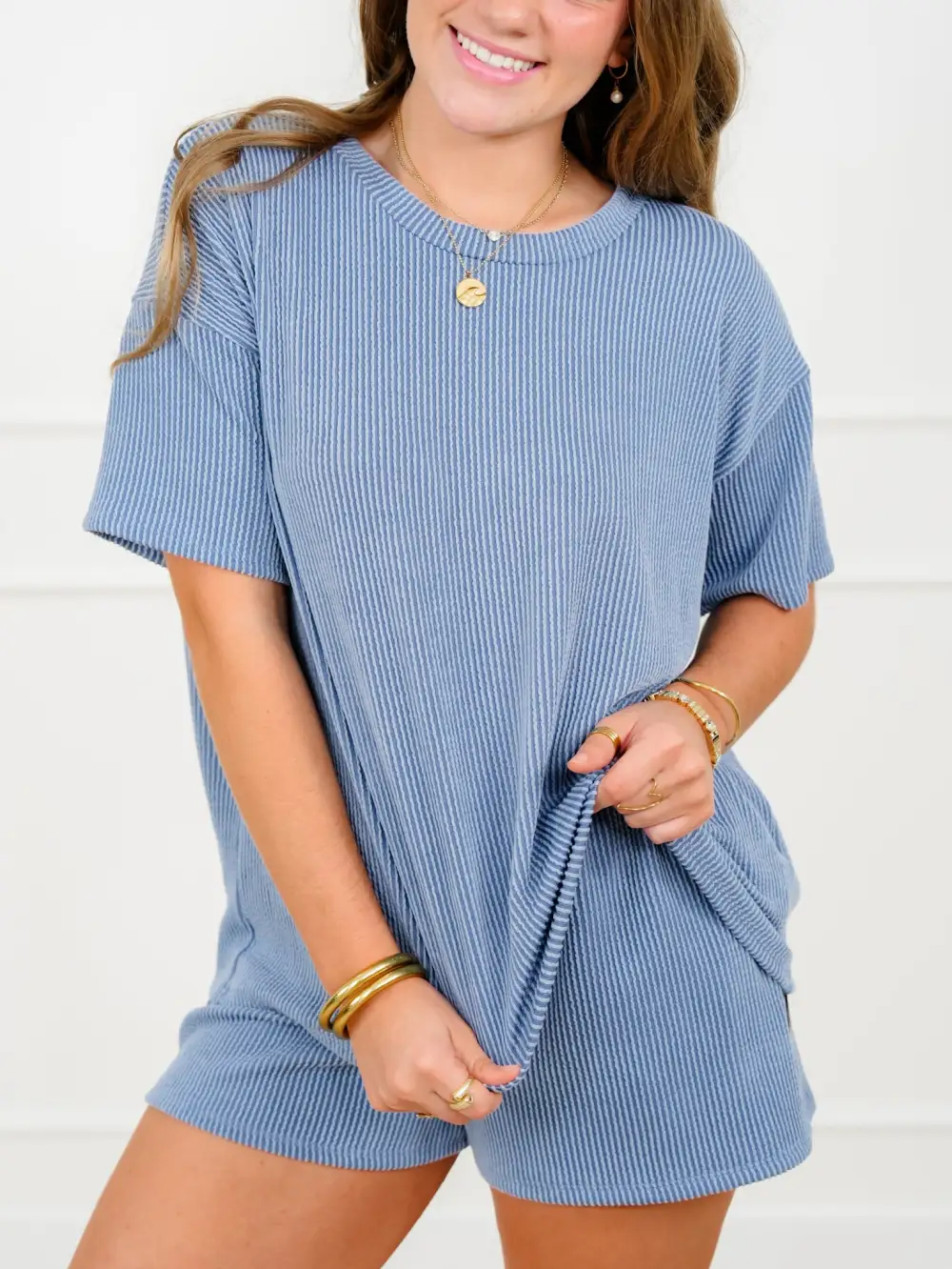 Urban Ribbed Sleeve Shorts Set