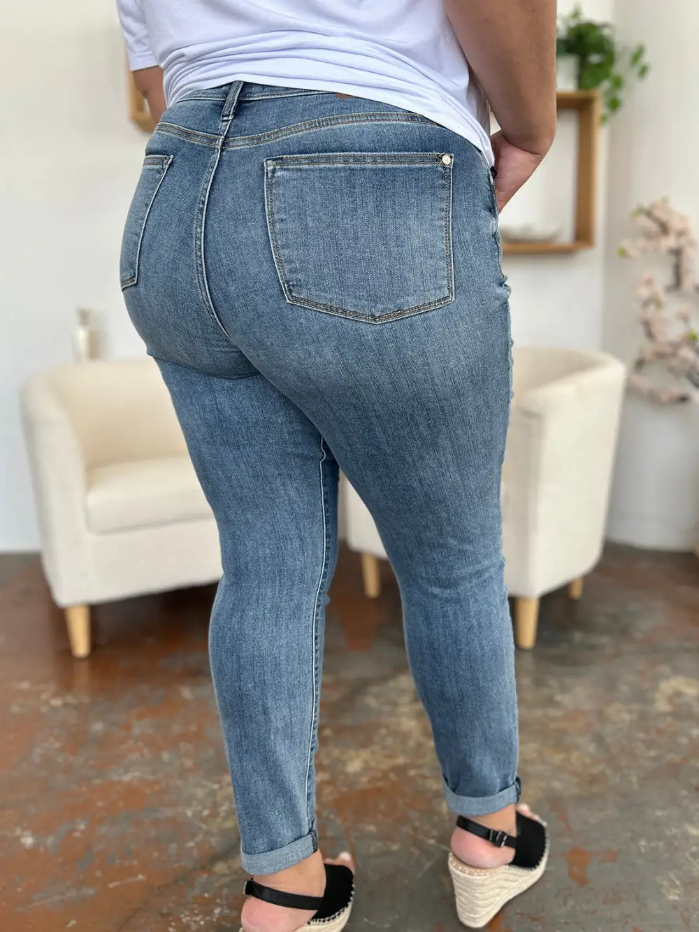 Clean Cuffed Denim Jeans