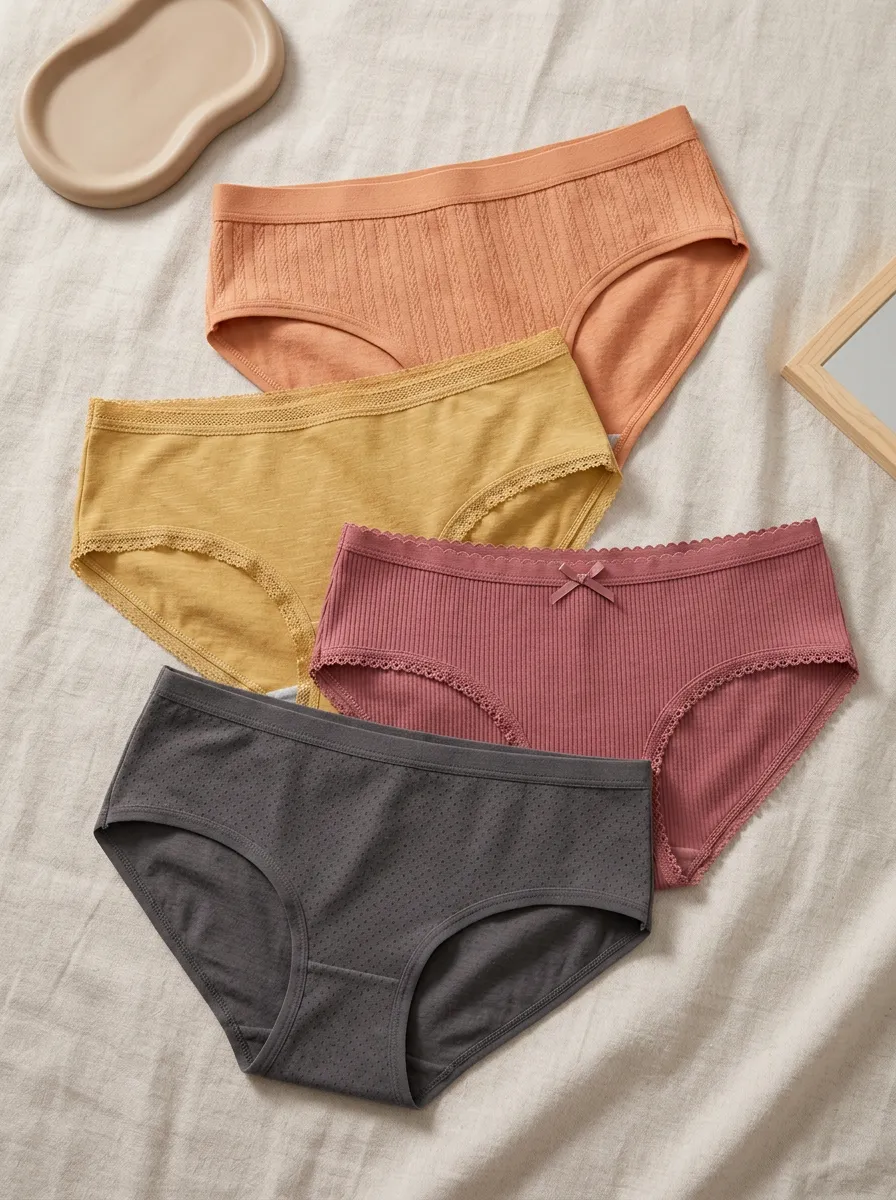 Women's Wide-Waistband Assorted Multi-Texture Briefs Set