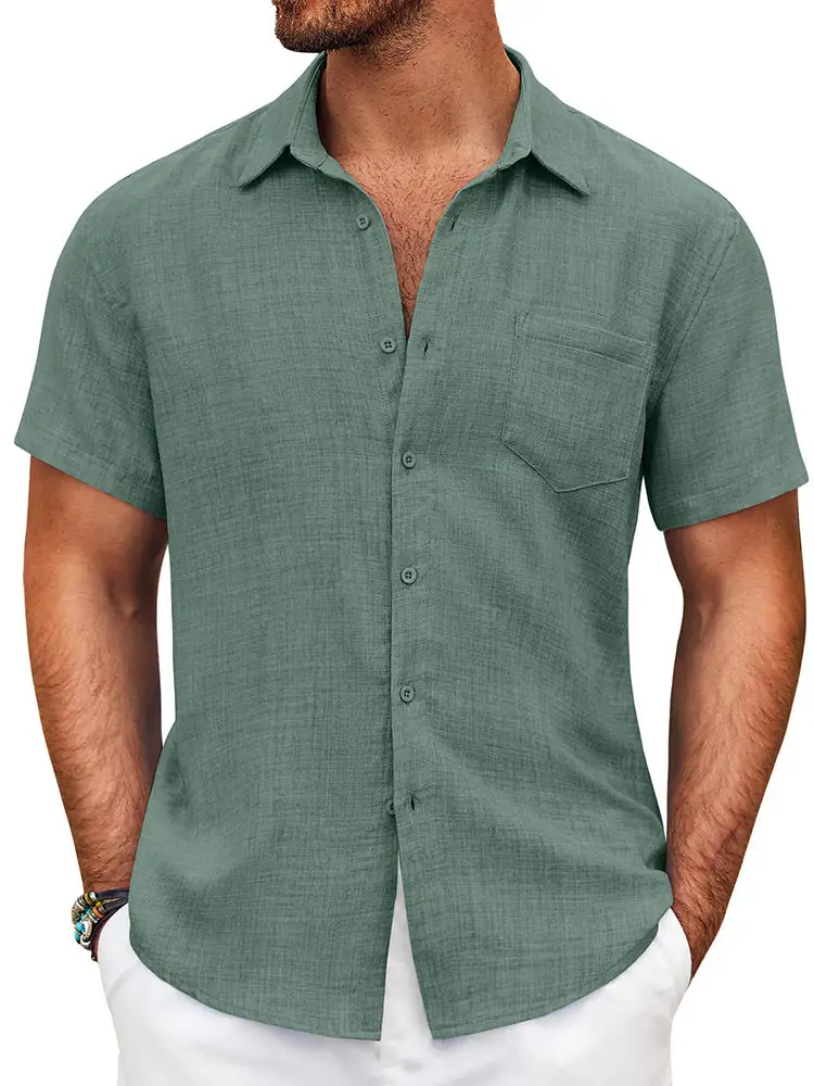 Textured Short Sleeve Button Down Shirt