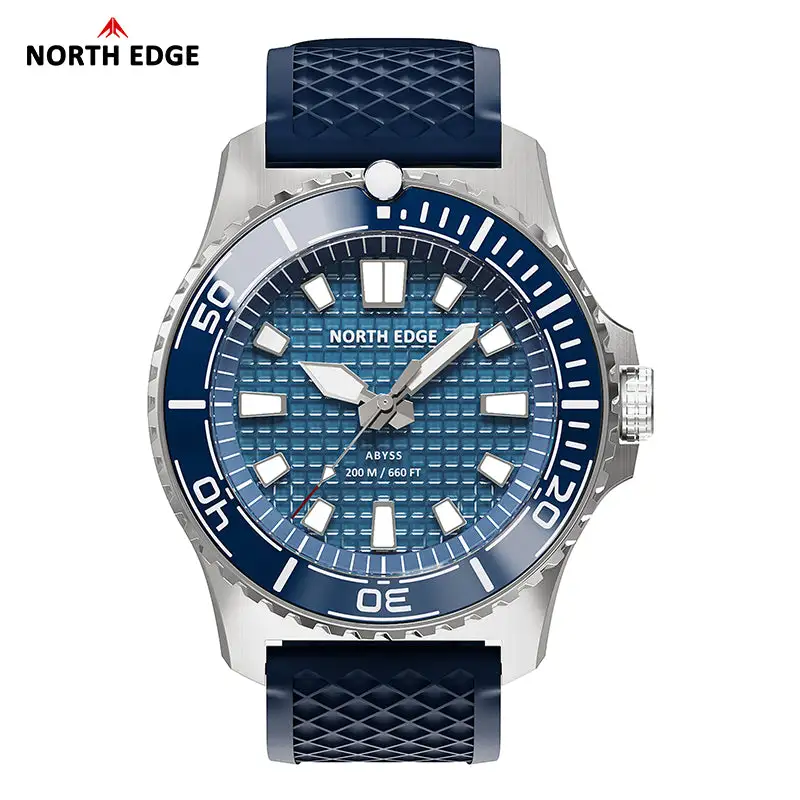 North Edge Solar Powered 200M Waterproof Ceramic Bezel Dive Watch ABYSS-Never needs a battery replacement