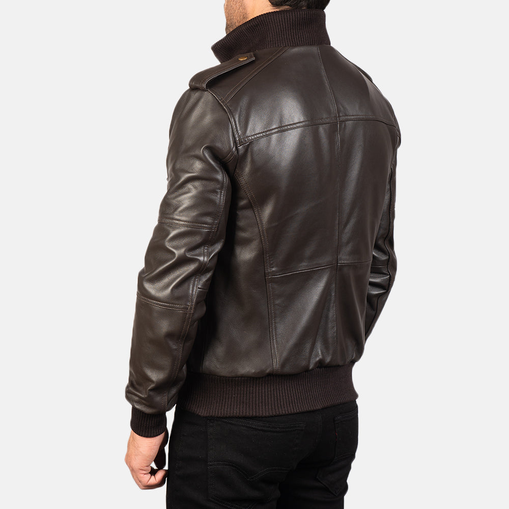 Men's Classic Minimal Bomber Leather Jacket