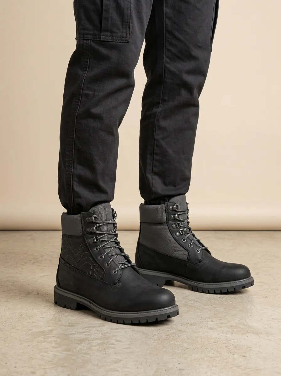 Unisex Outdoor Adventure Wavy Pattern Print Work Boots