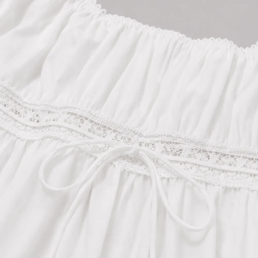 Lace-Trim Peplum Top
