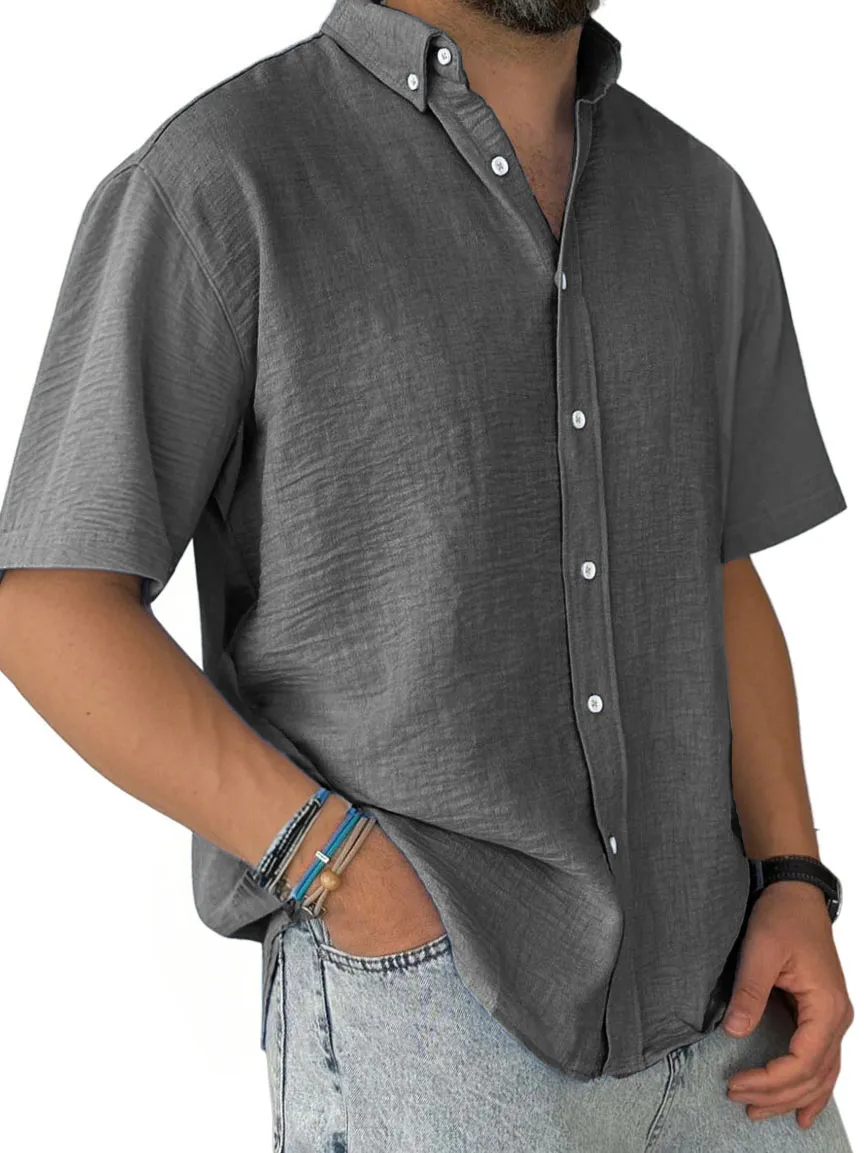 Short Sleeve Pleated Front Shirt