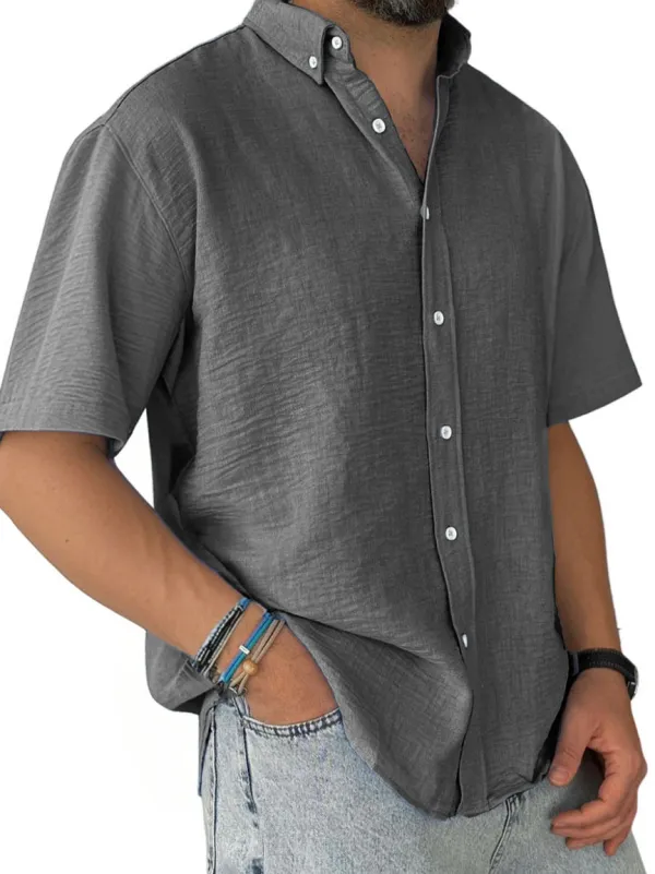Short Sleeve Pleated Front Shirt