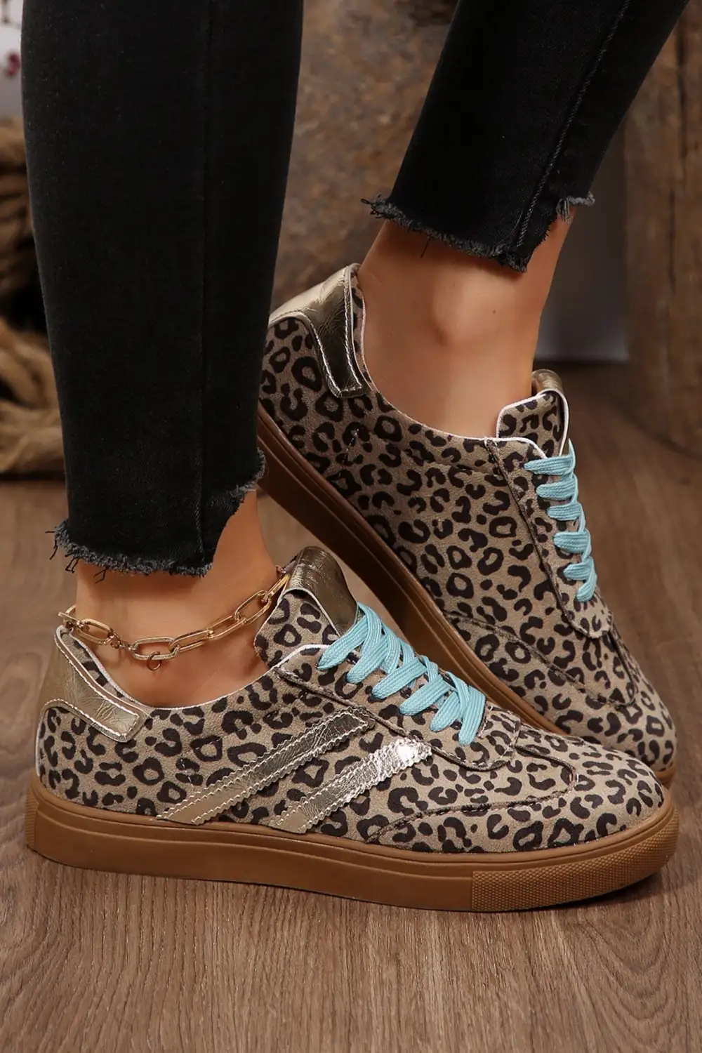 Functional Active Lace Leopard Print Sneakers