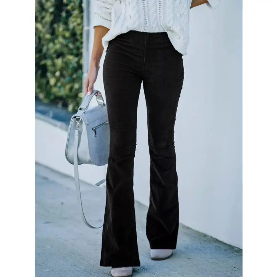 Full Size Corduroy Flare Pants Plus Size