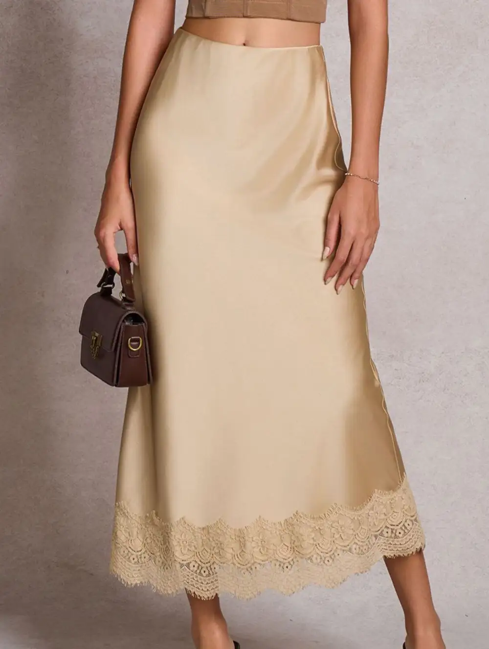 Lace Satin Bodycon Skirt