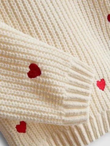 1-9yrs | Heart Embroidered Collared Jumper