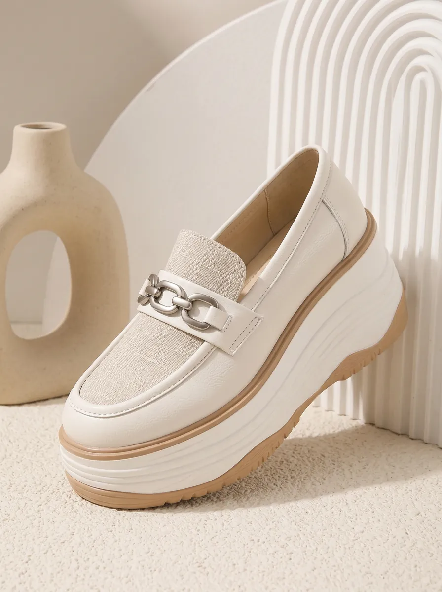 T-Strap Slip-On Women's Chunky Platform Shoes