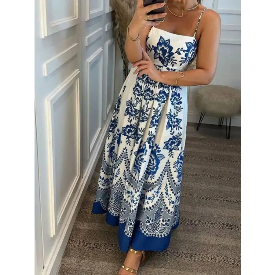 Easy Printed Spaghetti Strap Maxi Dress