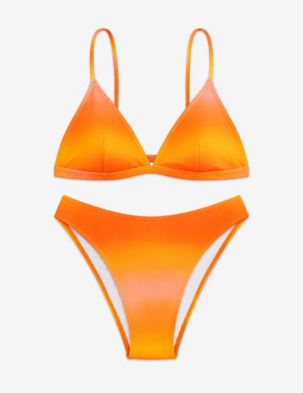 Gradient Spaghetti Triangle Piece Bikini Set