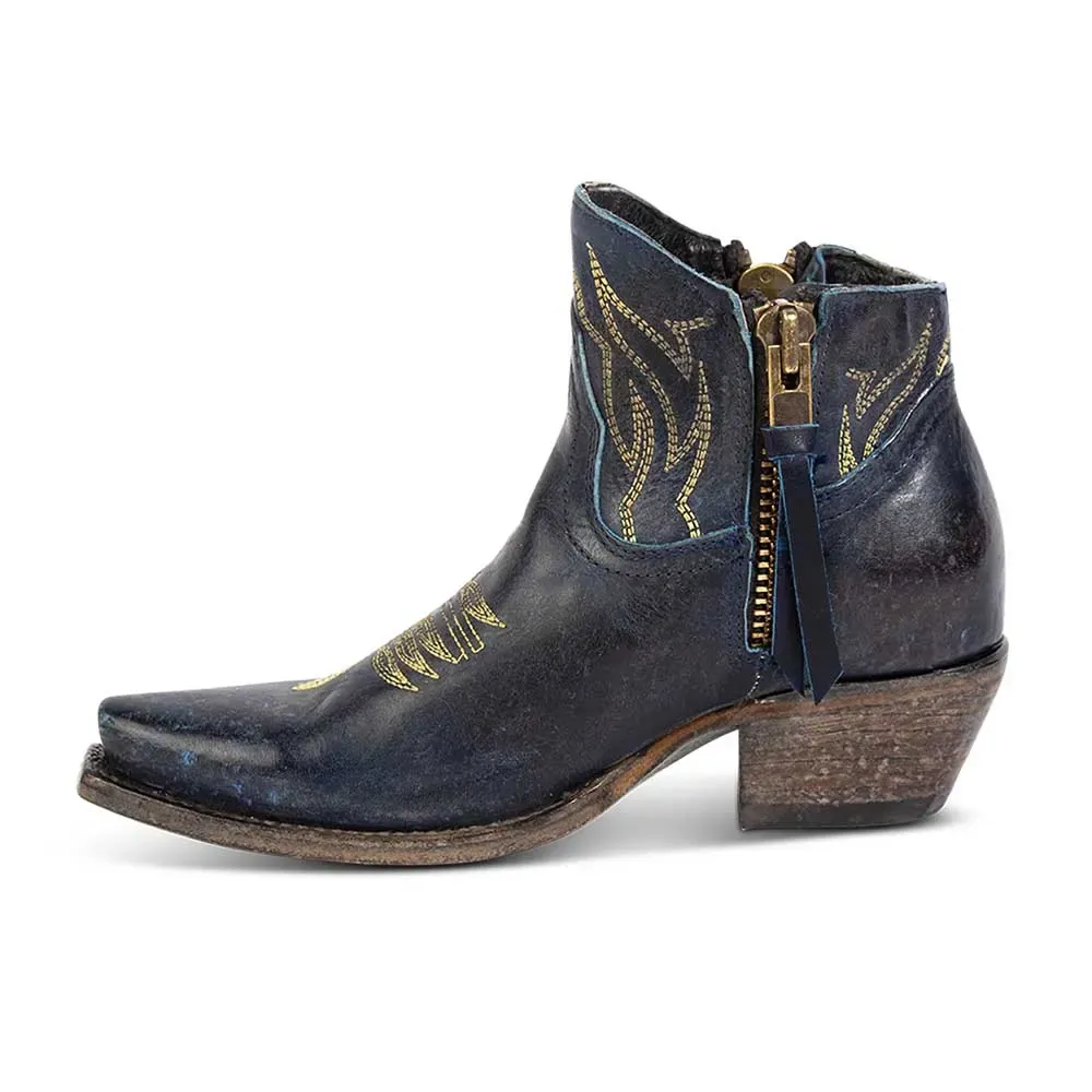Faux-Leather Embroidered Zip-Up Snip-Toe Western Boots