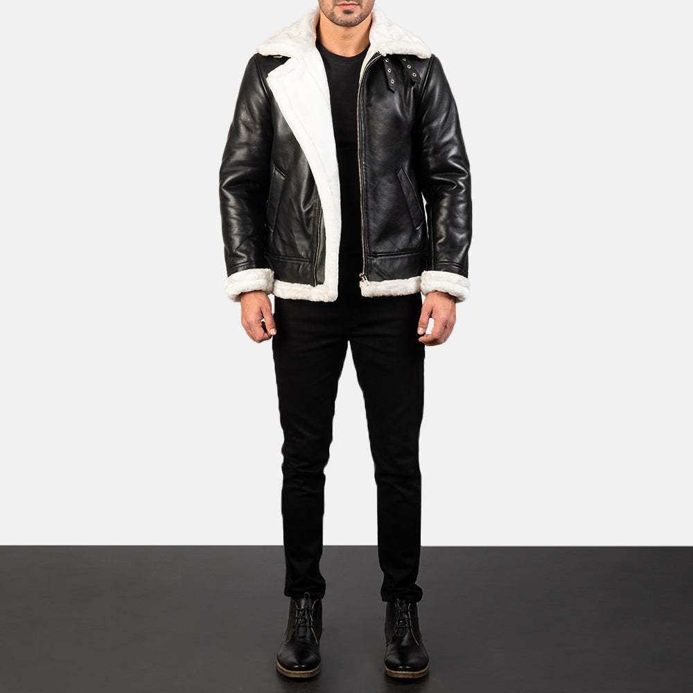 Men's Layered Bomber Leather Jacket