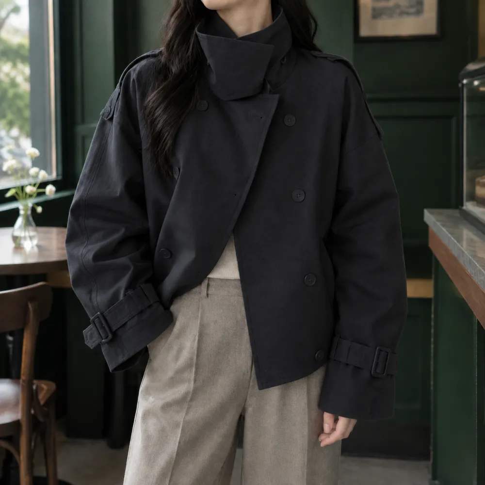 Double-Breasted Stand Collar Jacket