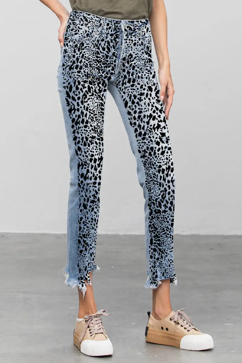 Mid Rise Straight Jeans With Print