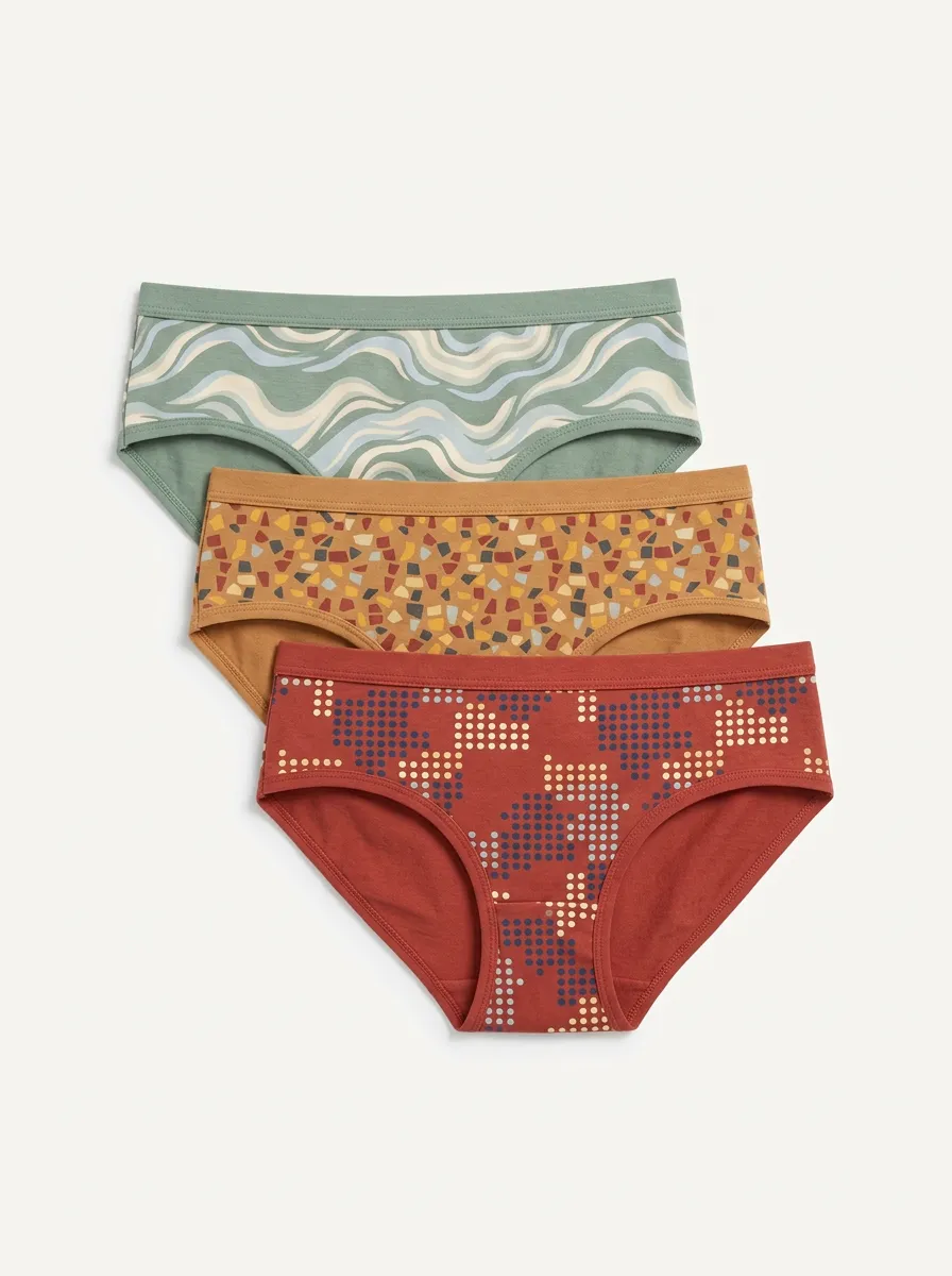Women's Geometric Abstract Wave Printed Three-Pack Briefs